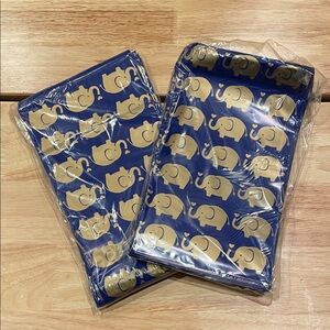 6x9(100)Blue and Gold Elephant Print Fabric